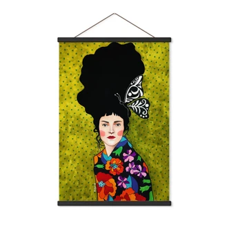 Obraz tkaniny kobieta z motylem we włosach - Hülya 