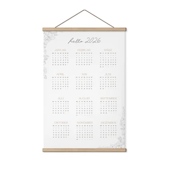 Stoffbild Jahreskalender Hello 2026 