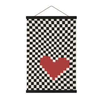 Poster tessile Illusione ottica: cuore in stile pixel - Kerr-Dineen 