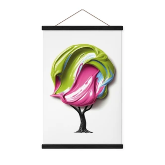 Textielposter boom met kleurrijke 3D kroon - Mielu 