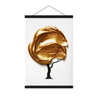 Textielposter boom met gouden 3D kroon - Mielu 