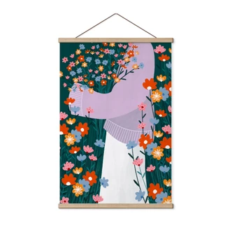 Stampe su tessuto donna in un giardino fiorito colorato - Müller 