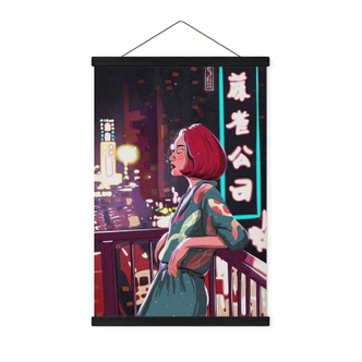 Stampe su tessuto Ragazza su un balcone in Giappone - Oliveira 