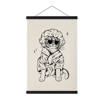 Poster tessile Gatto rilassato con occhiali a cuore - Royle 