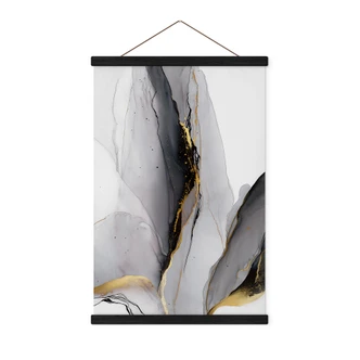 Stoffbild Abstrakte Komposition in Gold und Grau - Shelest 