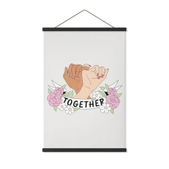 Stoffbild Together Sisterhood Floral Hände 