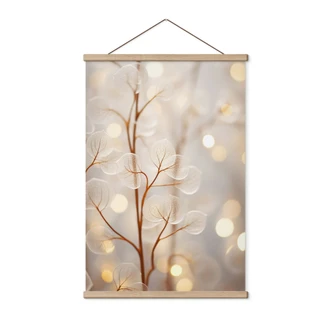 Obraz tkaniny Filigranowe liście Beżowy - Treechild 