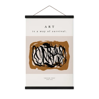 Obraz tkaniny Czarne pociągnięcia pędzla - Imagine Yoko - Treechild 