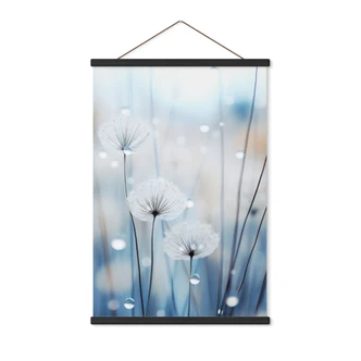 Textielposter dauwparels op paardenbloemen - Treechild 