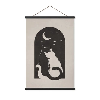 Obraz tkaniny Dwa koty w świetle księżyca - Tunaboylu 