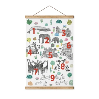 Poster tessile Illustrazione di animali dello zoo con numeri - Walentynowicz 