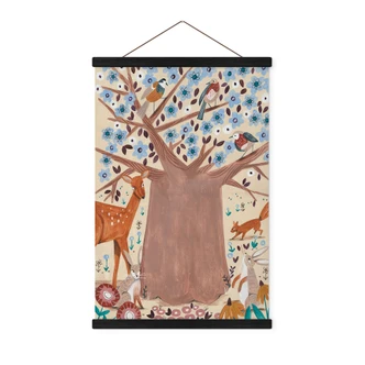 Poster tessile Albero della vita con animali della foresta - Bonne Müller 
