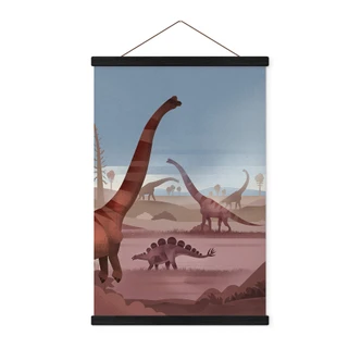 Stoffbild Im Land der Dinosaurier - Braun 