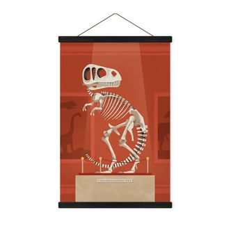 Stoffbild Kinderzimmer - T-Rex Skelett - Braun 