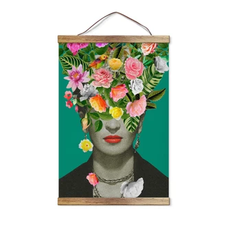 Leinwand, Banner, Stoffbild Frida Floral Studio - Portrait Frida 