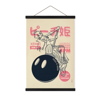 Affiche textile Miley Peach avec une boule de démolition - Japonais - Gomes 