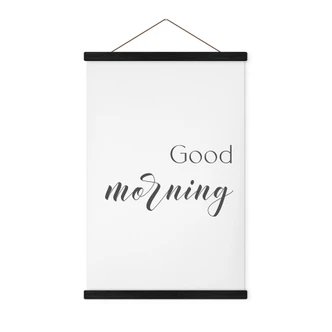 Obraz tkaniny z napisem Dzień dobry 