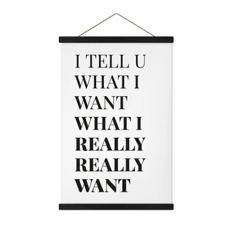 Affiche textile I tell you what I want 