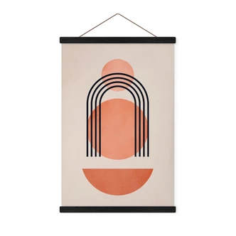 Tekstil plakat Abstrakt geometri i ferskenfarver - Kubistika Tekstil plakat Abstrakt geometri i ferskenfarver - Kubistika