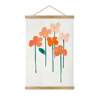 Tekstil plakat Små blomster i ferskenfarver - Kubistika Tekstil plakat Små blomster i ferskenfarver - Kubistika