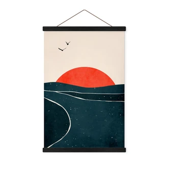 Tekstil plakat Kubistika - Sunset and Birds 