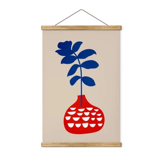 Tekstil plakat Kubistika - Vild blomst i rød vase 