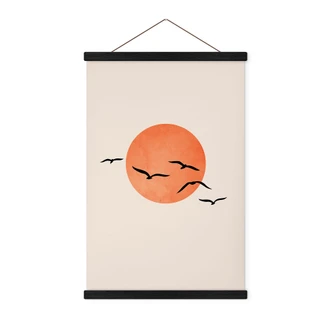 Tekstil plakat Trækfugle flyver mod solen - Kubistika 