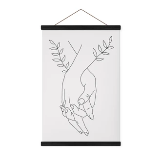 Poster tessile Line Art - Amanti che si tengono per mano - Lizde 