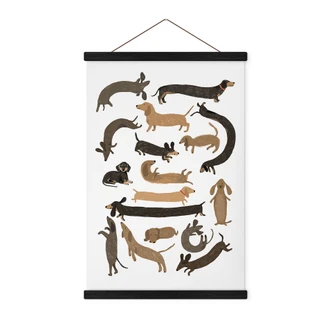 Obrazy z tkaniny figlarne jamniki - ilustracja psów - Melin 