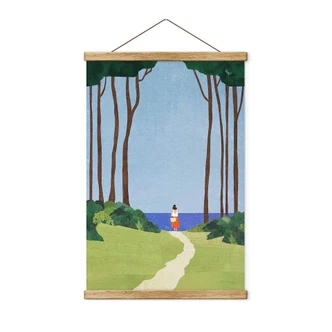 Textielposter Wandeling met uitzicht op zee - Rivers 