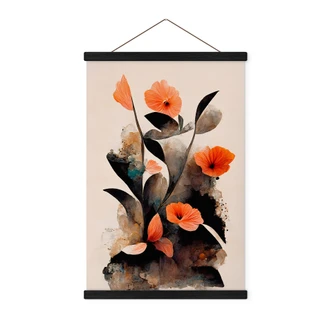 Affiche textile Coquelicots rouge corail - Treechild 
