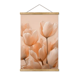 Textielposter Peach-kleurige tulpen - Treechild 