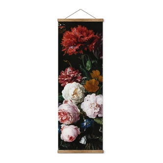 Textielposter de Heem - Stilleven met Bloemen in een Vaas 