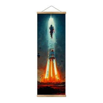 Textielposter Heine - De ruimte in - raketlancering - Astro Cruise 