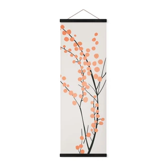 Tekstil plakat Ferskenfarvede kirsebærblomster - Kubistika 