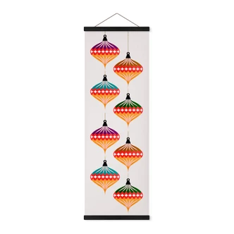 Tekstil plakat Retro panorama af julekugler - Kubistika Tekstil plakat Retro panorama af julekugler - Kubistika