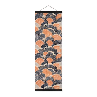 Affiche textile motif de coquillages en orange-bleu - Treechild - Panorama 
