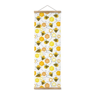Affiche textile Abeilles douces avec nids de miel - UN Designs 