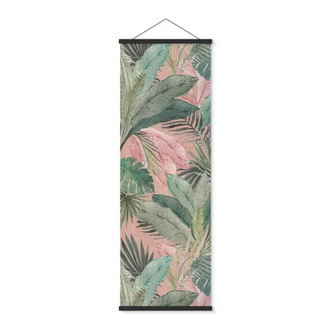 Textil poster Tropiska blad i djungeln rosa - Blomstersmycke Dekor - Panorama 
