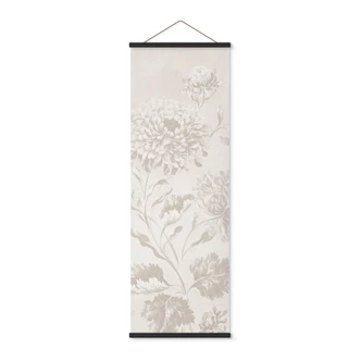 Textil poster Vilda blommor i kritlook Greige - Bloomery Decor - Panorama 