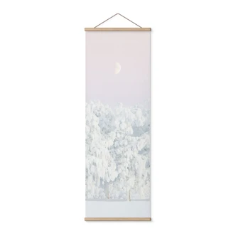 Textile poster Winter - Snowy winter forest with moon - EMELIEmaria - Panorama 
