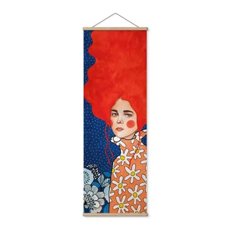 Textile poster Woman with red hair and flowers - Hülya - Panorama 
