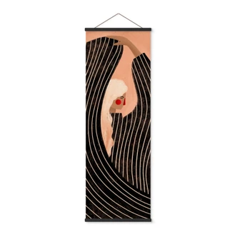 Textile poster woman with black striped dress - Müller - Panorama 