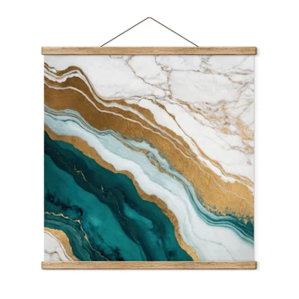 Stoffbild Marmor-Fluss aus Gold und Jade - Alpenglow Workshop - Quadratisch 