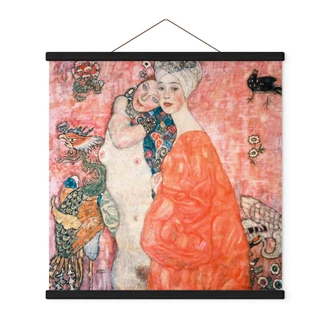 Obraz z tkaniny Klimt - Dziewczyny - Kwadrat Obraz z tkaniny Klimt - Dziewczyny - Kwadrat