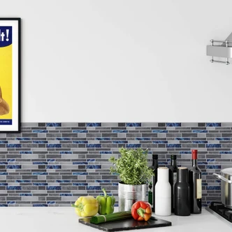 Carrelage adhésif briques gris, bleues - Set de 4 en 30,5 x 30,5 cm l'un 
