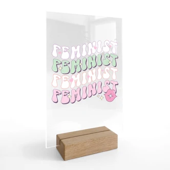 Feministisch kusmondje pop-art tafelstuk 