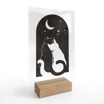 Tischaufsteller Zwei Katzen im Mondschein - Tunaboylu 