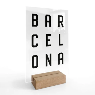 Tischaufsteller Typografie Barcelona 