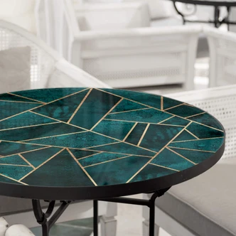 Glazen Tafelblad Rond - Fredriksson - Blue Green Emeralds 